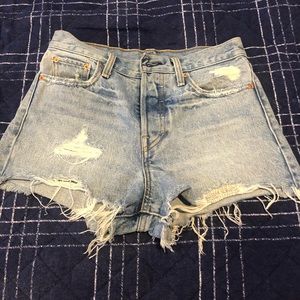 Levi's Light Blue Distressed Jean Shorts